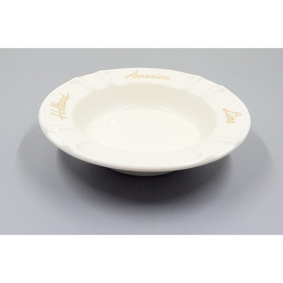 Holland America Line Porcelain Ashtray Dish Royal Sphinx Maastricht Cream Gold - Picture 8 of 8